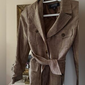 Kasper Tan Textured Blazer and Tan Matching Dress Pants